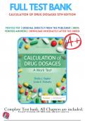 Test Bank for Calculation of Drug Dosages 12th Edition by Sheila Ogden, Linda Fluharty ISBN 9780323826228 Chapter 1-19 | Complete Guide A+