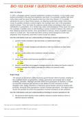 BIO 182 Exam 1 ASU Questions And Answers Graded A