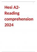 Hesi A2- Reading comprehension 2024