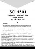 SCL1501 Assignment 1 (ANSWERS) Semester 1 2024 - DISTINCTION GUARANTEED