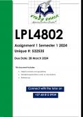 LPL4802 Assignment 1 (QUALITY ANSWERS) Semester 1 2024 (532535)