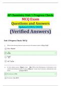 AP Chemistry Unit 1 Progress Check: MCQ Exam Questions and Answers Updated (2024/2025) (Verified Answers)