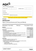 2023 AQA A-LEVEL SOCIOLOGY 7192/3 Paper 3 Crime and Deviance with Theory and Methods Question Paper & Mark scheme (Merged) June 2023 [VERIFIED]