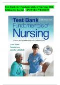 Test Bank for Fundamentals of Nursing 10th Edition by Taylor- UPDATED VERSION