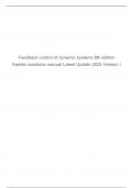 Feedback control of dynamic systems 8th edition franklin solutions manual Latest Update 2024 Version