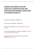 GEORGIA SOUTHERN-GA HISTORY LEGISLATIVE EXEMPTION EXAM 2024 QUESTIONS AND ANSWERS, GOOD SCORE IS GUARANTED GRADE A+ 