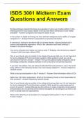 ISDS 3001 Midterm Exam Questions and Answers 