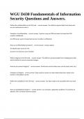 WGU D430 Fundamentals of Information Security Questions and Answers.
