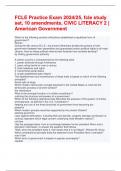 FCLE Practice Exam 2024/25, fcle study set, 10 amendments, CIVIC LITERACY 2 | American Government