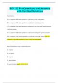 BIO 172 Pre-Questions and Answers  with Certified Solutions