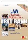 Test Bank For Law for Business and Personal Use, Copyright Update - 19th - 2017 All Chapters - 9781305653009