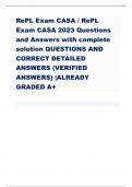 RePL Exam CASA / RePL Exam CASA 2023 Questions and Answers with complete solution QUESTIONS AND CORRECT DETAILED ANSWERS (VERIFIED ANSWERS) |ALREADY GRADED A+