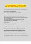 Certified Lactation Counselor Exam Questions With 100% Correct Answers