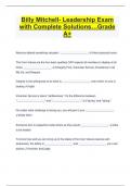 Billy Mitchell- Leadership Exam  with Complete Solutions…Grade  A+ 