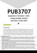 PUB3707 Assignment 4 (ANSWERS) Semester 1 2024 - DISTINCTION GUARANTEED.