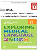 Test Bank For Exploring Medical Language: A Student-Directed Approach 11th Edition by Myrna LaFleur Brooks, All Chapters 1 - 16, Complete Newest Version