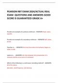 PEARSON RBT EXAM 2024/ACTUAL REAL  EXAM QUESTIONS AND ANSWERS GOOD  SCORE IS GUARANTEED GRADE A+