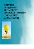 CMY3701 Assignment 1 (COMPLETE ANSWERS) Semester 1 2024 - DUE 25 March 2024