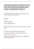 FIREFIGHTER HAZMAT OPS PRACTICE TEST  2024 QUESTIONS AND ANSWERS,GOOD  SCORE IS QUARANTEED GRADE A+