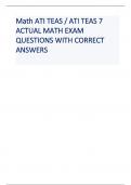 Math ATI TEAS / ATI TEAS 7  ACTUAL MATH EXAM  QUESTIONS WITH CORRECT  ANSWERS 