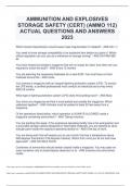 AMMUNITION AND EXPLOSIVES STORAGE SAFETY (CERT) (AMMO 112) ACTUAL QUESTIONS AND ANSWERS 2023/2024