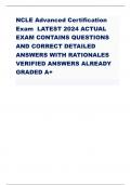NCLE Advanced Certification  Exam LATEST 2024 ACTUAL  EXAM CONTAINS QUESTIONS  AND CORRECT DETAILED  ANSWERS WITH RATIONALES  VERIFIED ANSWERS ALREADY  GRADED A+