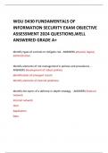 WGU D430 FUNDAMENTALS OF  INFORMATION SECURITY EXAM OBJECTIVE  ASSESSMENT 2024 QUESTIONS,WELL  ANSWERED GRADE A+