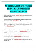Nj boating Certificate Practice Exam | 60 Questions and Answers Graded A+