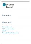 A-level Edexcel Mathematics PURE MATHS paper 1 2023  mark scheme(answers)