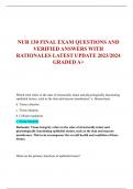 NUR 130 FINAL EXAM QUESTIONS AND  VERIFIED ANSWERS WITH  RATIONALES LATEST UPDATE 2023/2024  GRADED A+