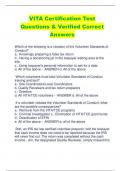 VITA Certification Test Questions & Verified Correct  Answers