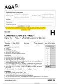 2023 AQA GCSE COMBINED SCIENCE: SYNERGY 8465/1H Higher Tier Paper 1  Life and Environmental Sciences Question Paper & Mark scheme (Merged) June  2023 [VERIFIED]
