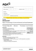 2023 AQA GCSE SOCIOLOGY 8192/2 Paper 2 The Sociology of Crime and Deviance and Social  Stratification Question Paper & Mark scheme (Merged) June 2023 [VERIFIED] GCSE SOCIOLOGY