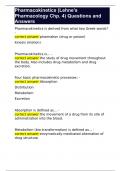 Pharmacokinetics (Lehne's Pharmacology Chp. 4) Questions and Answers  