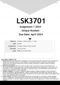 LSK3701 Assignment 1 (ANSWERS) 2024 - DISTINCTION GUARANTEED