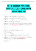 NFHS Baseball Part I Test WVSSAC – 2024 (Answered and Graded A+)