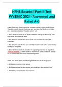 NFHS Baseball Part II Test WVSSAC 2024 (Answered and Rated A+)