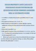 TEXAS PROPERTY AND CASUALTY INSURANCE EXAM TESTBANK 420 QUESTIONS WITH VERIFIED ANSWERS 2024. A+ ULTIMATE GUIDE