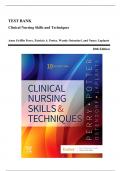 Test Bank For Clinical Nursing Skills and Techniques, 10th Edition (Perry, Potter, 2022), Chapter 1-43 | All Chapters