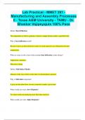 Lab Practical - MMET 281 -  Manufacturing and Assembly Processes II - Texas A&M University - TAMU - Dr. Bhaskar Vajipeyajula 100% Pass