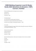 CWB Welding Inspector Level III Study Guide 2024 Questions & Answers | 100% Correct | Verified