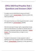 CPCU 500 Final Practice Test | Questions and Answers 2024