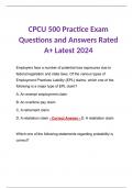 CPCU 500 Practice Exam Questions and Answers Rated A+ Latest 2024