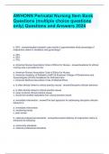 AWHONN Perinatal Nursing Item Bank Questions (multiple choice questions only) Questions and Answers 2024