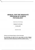  MANUAL FOR THE GRADUATE PROGRAM IN CLINICAL PSYCHOLOGY