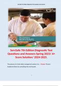 ServSafe 7th Edition Diagnostic Test Questions and Answers Spring 2023/ A+ Score Solution/ 2024-2025.