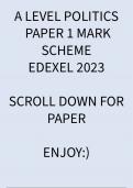 A LEVEL EDEXEL POLITICS PAPER 1 MARK SCHEME 2023 