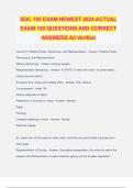 SOC 185 EXAM NEWEST 2024 ACTUAL EXAM 100 QUESTIONS AND CORRECT ANSWERS All Verified