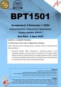 BPT1501 Assignment 3 (COMPLETE ANSWERS) Semester 1 2024 (876171) - DUE 2 April 2024 
