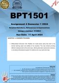 BPT1501 Assignment 4 (COMPLETE ANSWERS) Semester 1 2024 (519561) - DUE 11 April 2024